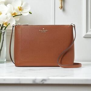 Kate Spade Leila Crossbody Purse in Warm Gingerbread Pebbled Leather KG464